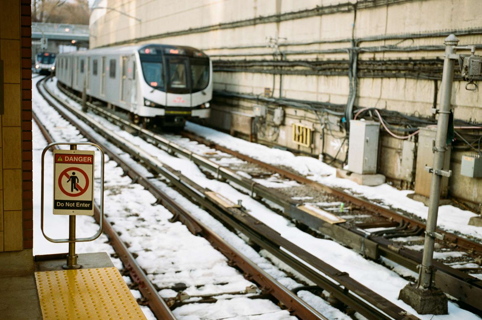 A colour photograph of the subway tracks